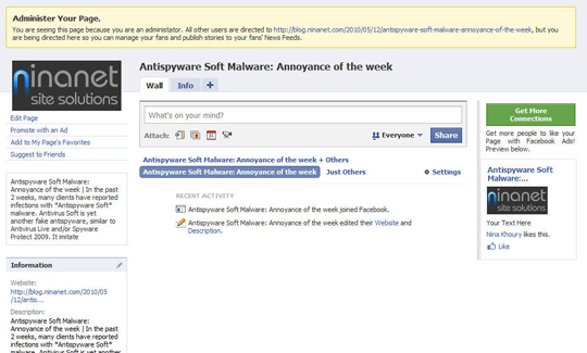 facebook Admin Page