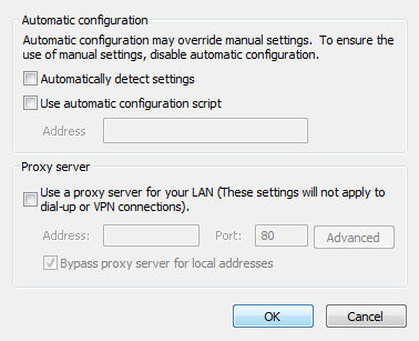 IE LAN Settings